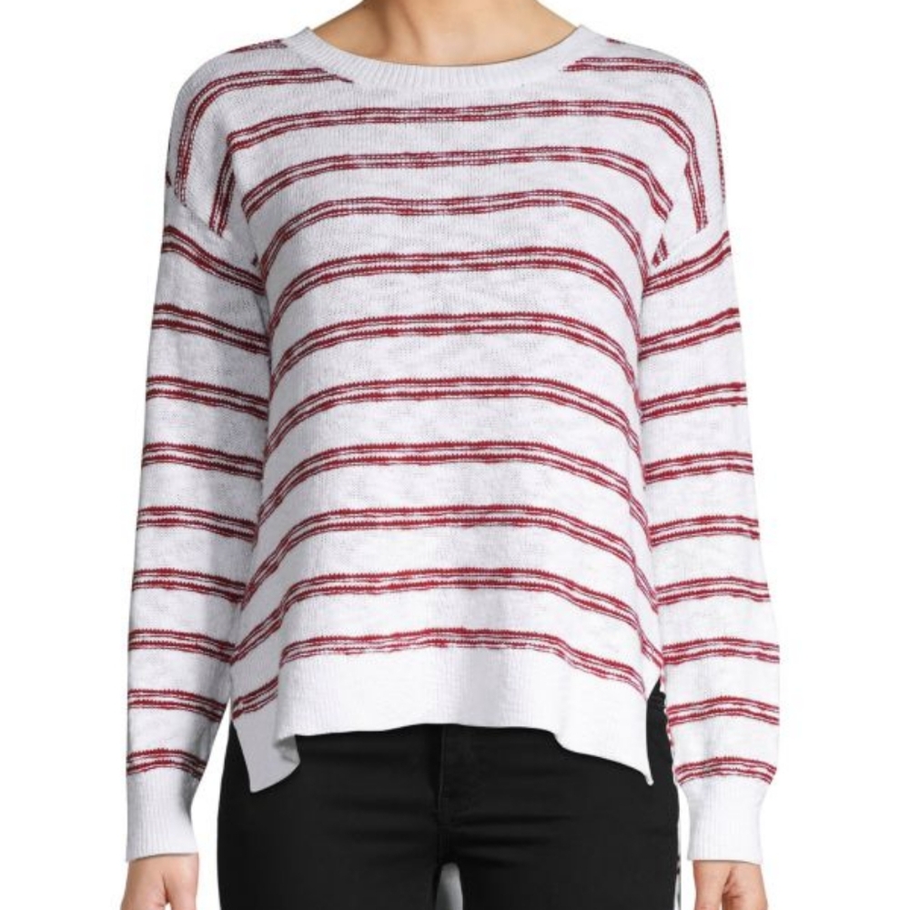 Pure Navy Cotton Sweater Blue Stripes